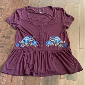 maroon ae short sleeve shirt